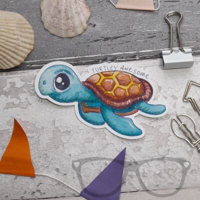 Turtley Awesome Turtle Motivational Sticker