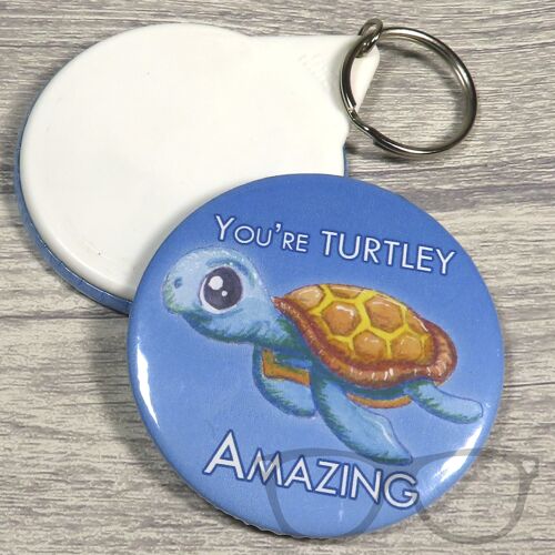 Turtley Amazing Turtle Motivational 58mm Badge - Keyring