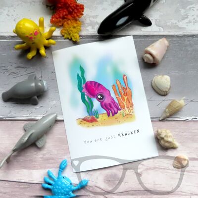 Tintenfisch-Grußkarte oder Postkarte - Grußkarte