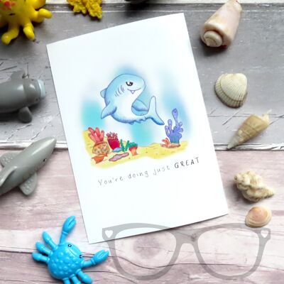 Tarjeta o postal de saludos de gran tiburón blanco - Postal