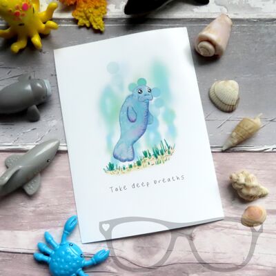 Carte de voeux ou carte postale de lamantin - Carte postale