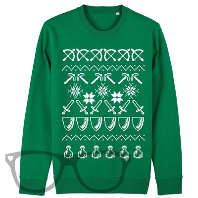 Pixelated Mining Christmas Sweater for Geeky Kids