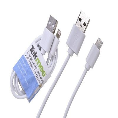 Cable Cargador 1m 2A para IPHONE a USB - blanco
