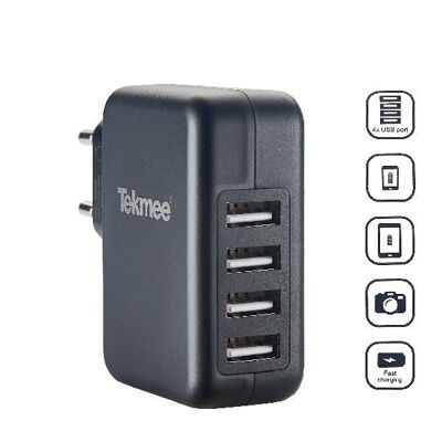 Cargador de pared 4 puertos USB Alimentación 4.8A