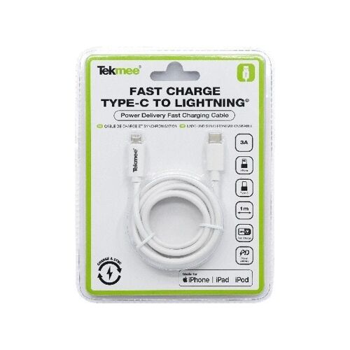 Cable de Charge Rapide MFI 1m 3A Lightning/Type-C pour IPhone