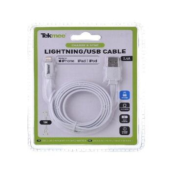 Tekmee mfi 1m lightning cable white dl-6 1
