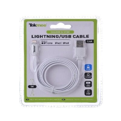 Tekmee mfi 1m lightning cable white dl-6