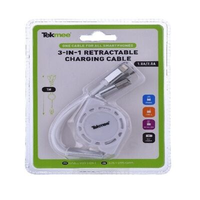 CABLE TRIO RETRACTABLE TEKMEE