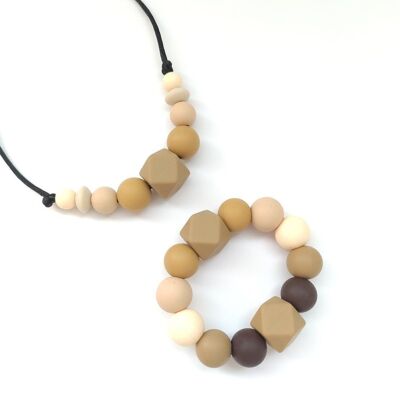 BROWN PACKS NECKLACE + HEXAGON TEETHER