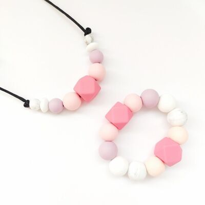 PINK MEDIUM PACKS NECKLACE + HEXAGON TEETHER