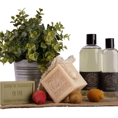 Caja de aceite de oliva tradicional de Marsella - 5 productos de jabón