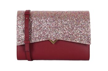 Sac Roma - Base Cuir Bordeaux et Rabat Paillettes Multicolores 1