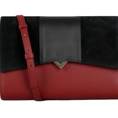 Sac Roma - Base Cuir Bordeaux et Rabat Suede et Cuir Noir