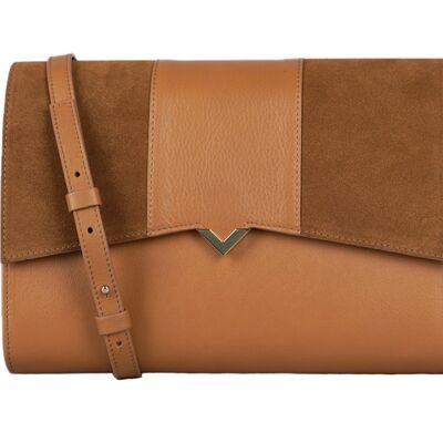 Roma Bag - Camel Leather Base and Suede Flap and Camel Leather