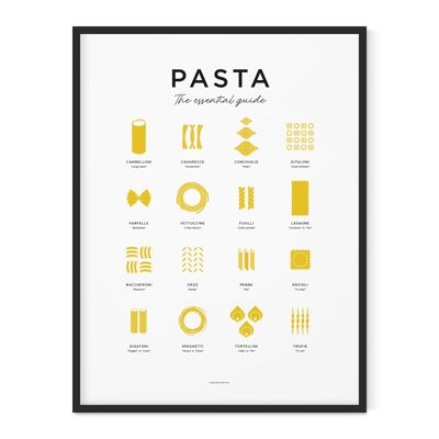 Pasta Guide Print - Yellow - 30x40cm