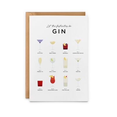 Let The Festivities Be Gin Christmas Card