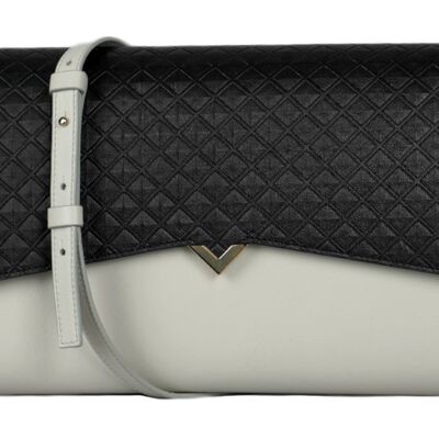 Roma Bag - Pearl Leather Base and Black Checkered Flap