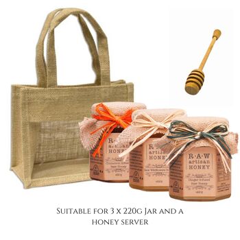 Sac cadeau naturel pour 3 pots de miel 1