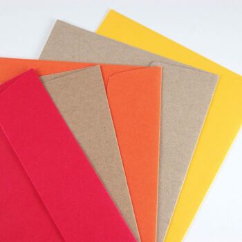 10 enveloppes colorées, DIN C6 - tons chauds 1