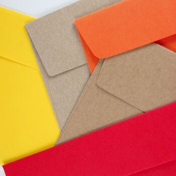10 enveloppes colorées, DIN C6 - tons chauds 2