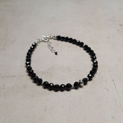 Bracelet Spinelle Noire Argent 925