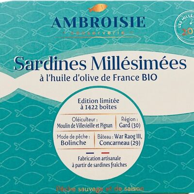 Sardines Millésimées 2021 à l'huile d'olive de France Bio