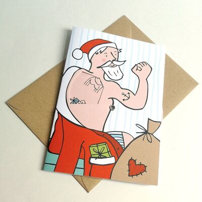 10 Recycling-Weihnachtskarten mit Umschlägen: Tattoos