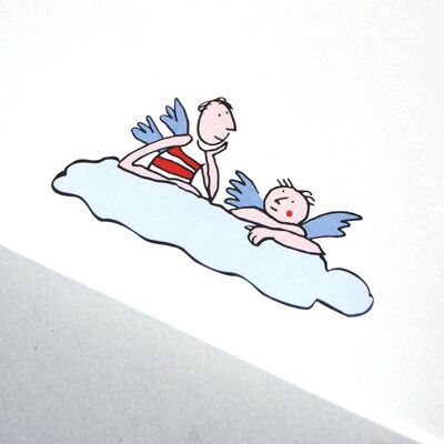 100 sheets of Christmas stationery: two angels on a cloud