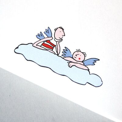 100 feuilles de papeterie de Noël : deux anges sur un nuage