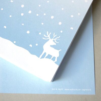 100 sheets of Christmas stationery: Moose in the snowfall