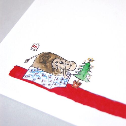 100 Bogen Weihnachts-Briefpapier: Elefant als Geschenk