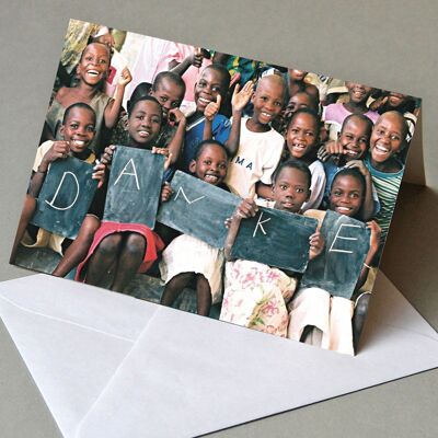 10 tarjetas benéficas para Burundikids e.v.: Gracias (con sobres blancos)