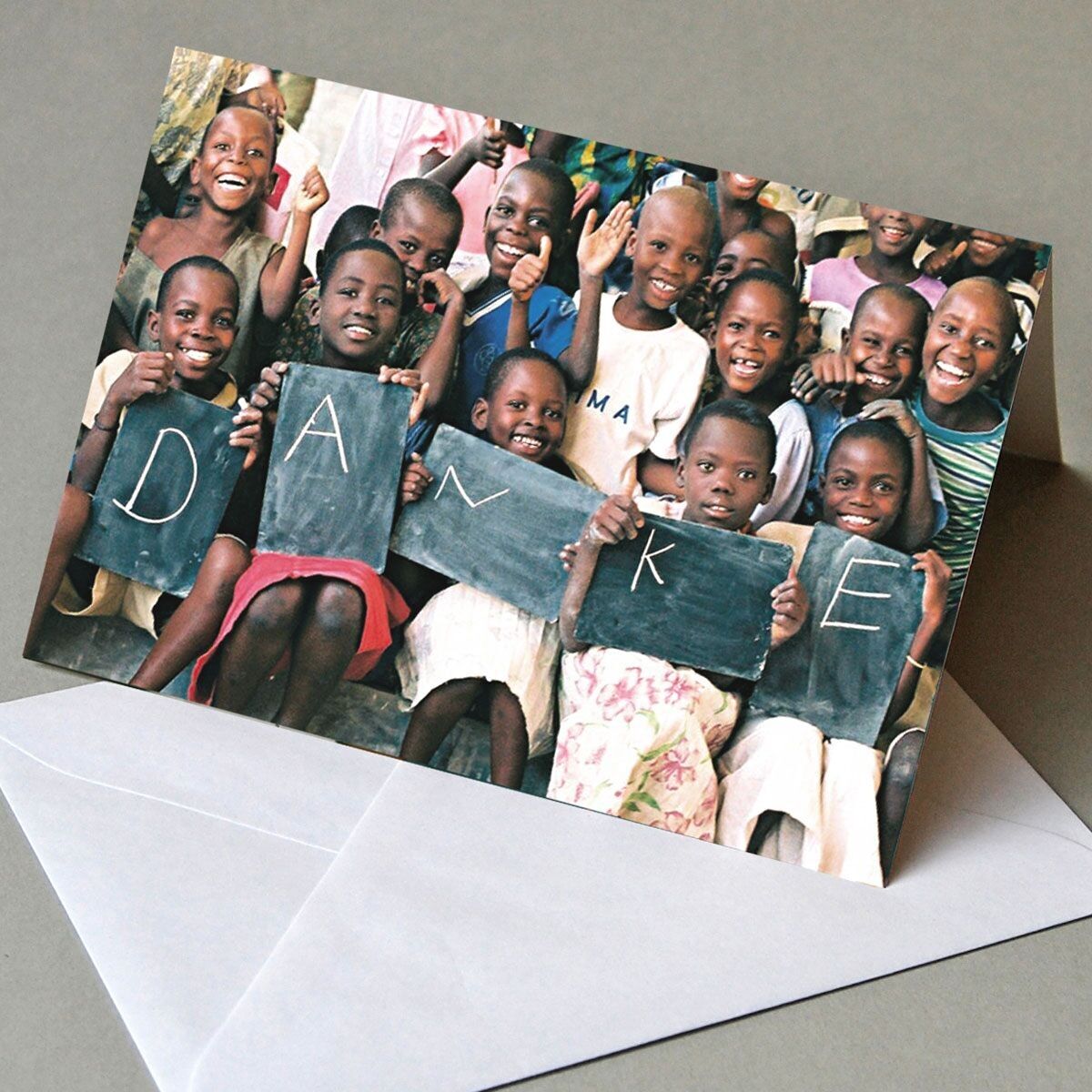 Set di 10 cartoline di beneficenza per Burundikids e.V.: Grazie (con buste bianche)
