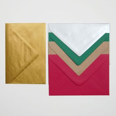 10 colored envelopes for Christmas DIN B6