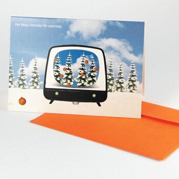 10 cartes de Noël rigolotes avec enveloppes orange : La petite télévision 1