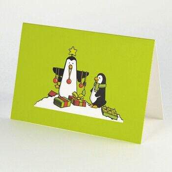 10 cartes de Noël avec enveloppes rouges : pingouins 2