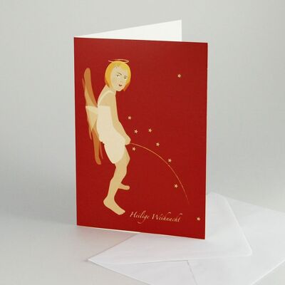 10 cheeky Christmas cards with envelopes: angel rain