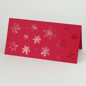10 cartes de Noël rouges avec enveloppes : flocons de neige 2