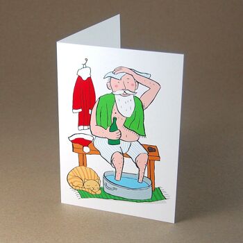 10 cartes de Noël amusantes avec enveloppes : Après le travail avec un bain de pieds 2