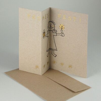10 tarjetas navideñas recicladas grises con sobres: ¡Escarcha!