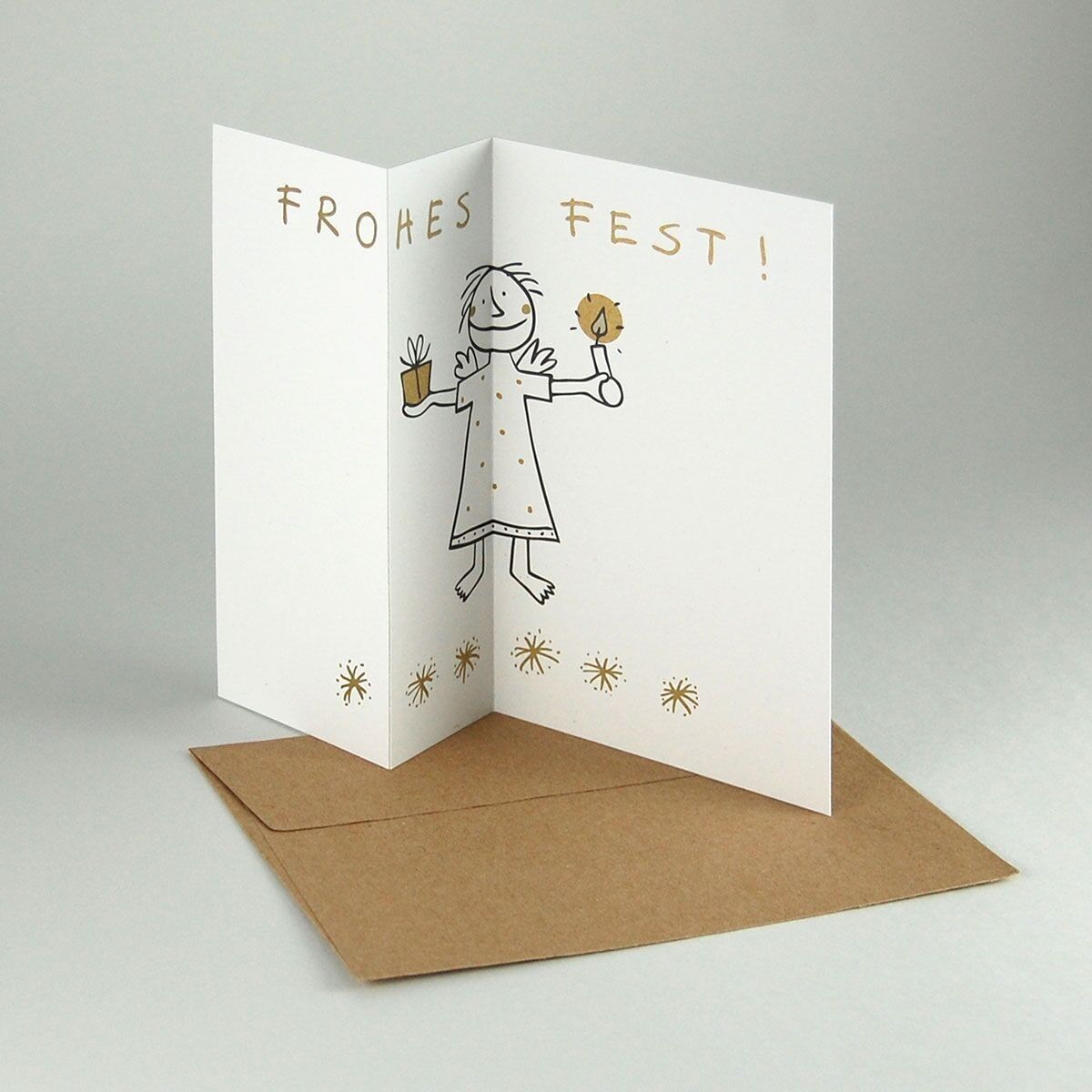 Set di 10 cartoline di Natale riciclate con buste riciclate: Frost!
