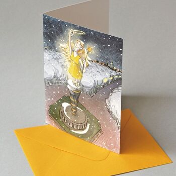 10 cartes de Noël berlinoises avec enveloppes : Colonne de la Victoire dans la neige 1