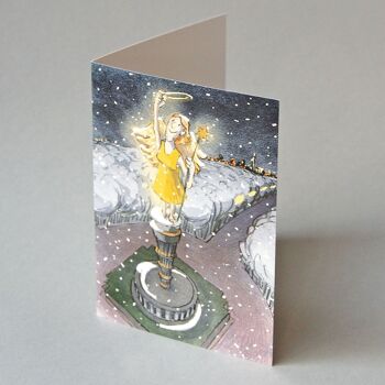 10 cartes de Noël berlinoises avec enveloppes : Colonne de la Victoire dans la neige 2