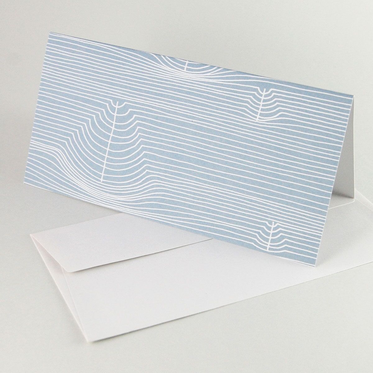 Set de 10 tarjetas navideñas recicladas con sobres: paisaje invernal abstracto