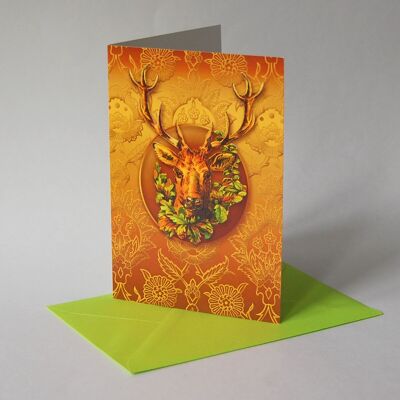 10 rustic greeting cards with May green envelopes: Jägermeister