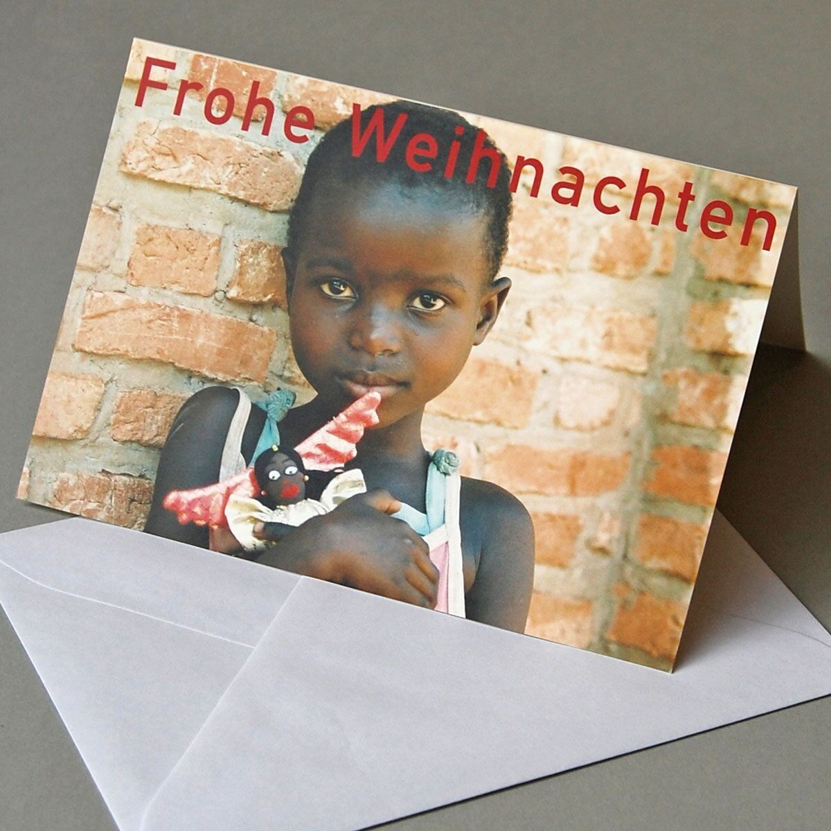 10er Set Charity-Weihnachtskarten mit Umschlägen: Mädchen mit Stoffengel
