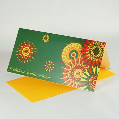 10 Christmas cards with yellow envelopes: Merry Christmas