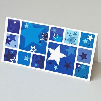 10 cartes de Noël avec enveloppes : étoiles bleues et blanches 2