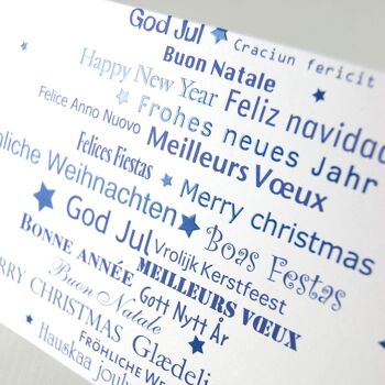 10 cartes de Noël bleues avec enveloppes : vœux internationaux 2