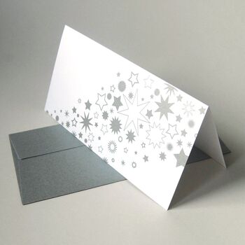 10 cartes de Noël avec enveloppes argentées : étoiles 1